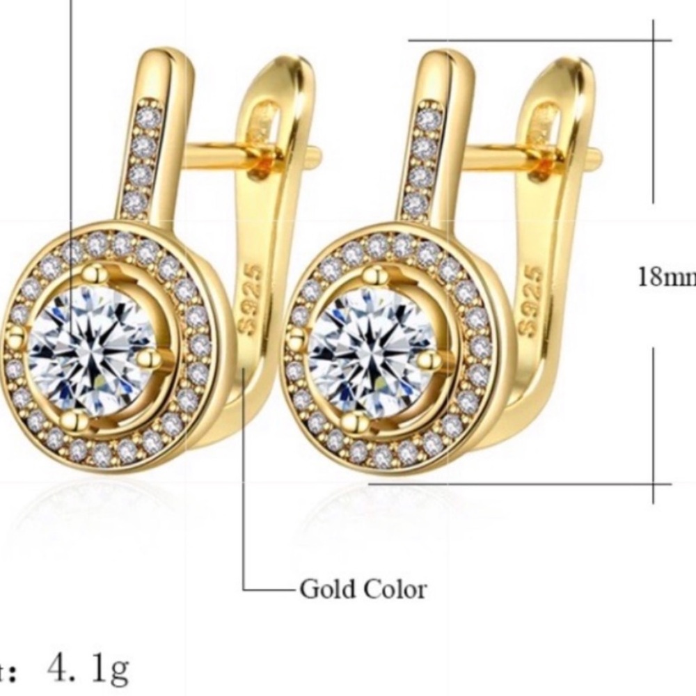 NEW 18K YELLOW GOLD DIAMOND STUD EARRINGS - Picture 2 of 5